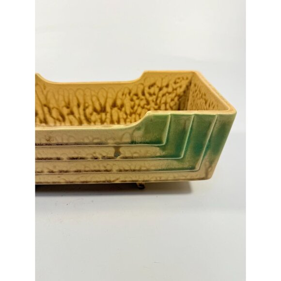 Footed Ikebana Dish Planter Japanese Drip Glaze Mid Century MCM Atomic Retro - Picture 6 of 16